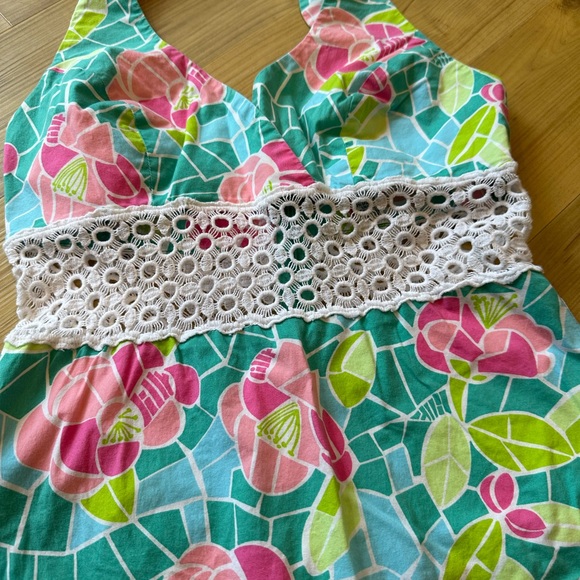 EUC Lilly Pulitzer Vintage Mosaic Crochet Halter Top - Picture 5 of 8